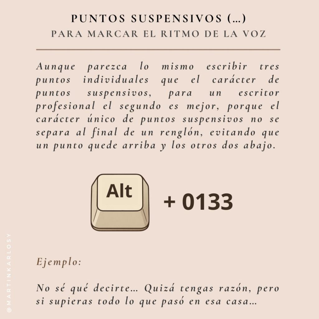 Atajos de teclado que usamos los escritores puntos suspensivos